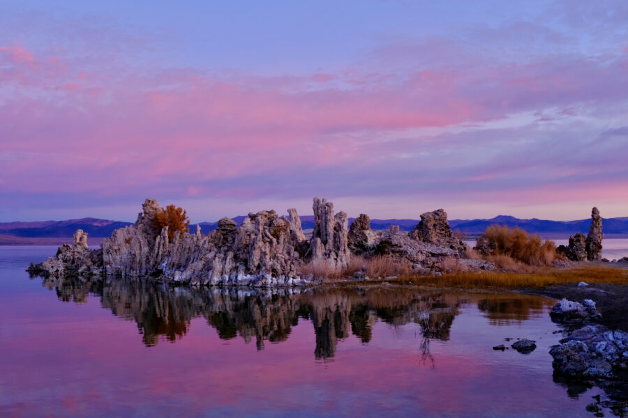 A grove of tufa towers along the south shore of Mono Lake, California, where long-term drought, global warming and water diversions threaten an ancient ecosystem. Photo credit: Bob Berwyn